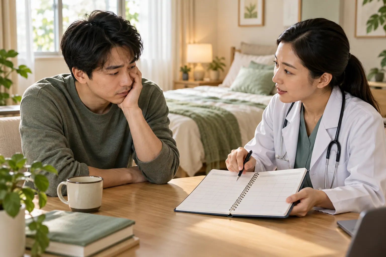 ผู้ใหญ่ทบทวนบันทึกการนอนเมื่อภูมิแพ้และคัดจมูกรบกวนการพักผ่อน