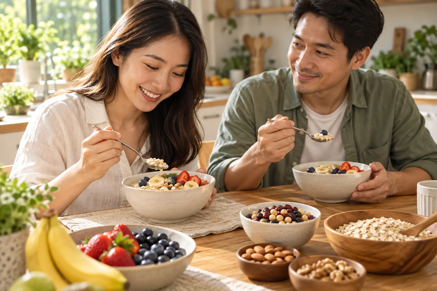 ข้าวโอ๊ต ผลไม้ และถั่วประกอบเรื่องเพิ่มใยอาหารเพื่อดูแลไขมันในเลือด