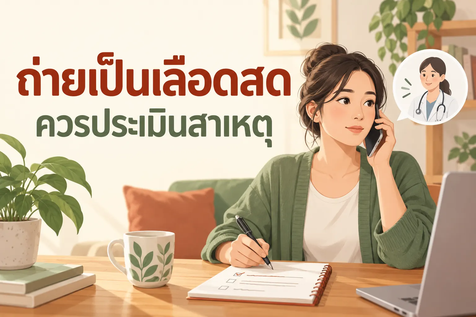 ถ่ายเป็นเลือดสด: ภาพประกอบการติดต่อขอประเมินสาเหตุ