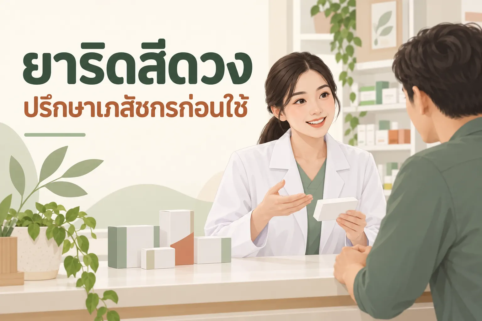 ยาริดสีดวง: ภาพประกอบการพูดคุยกับเภสัชกรก่อนใช้ยา