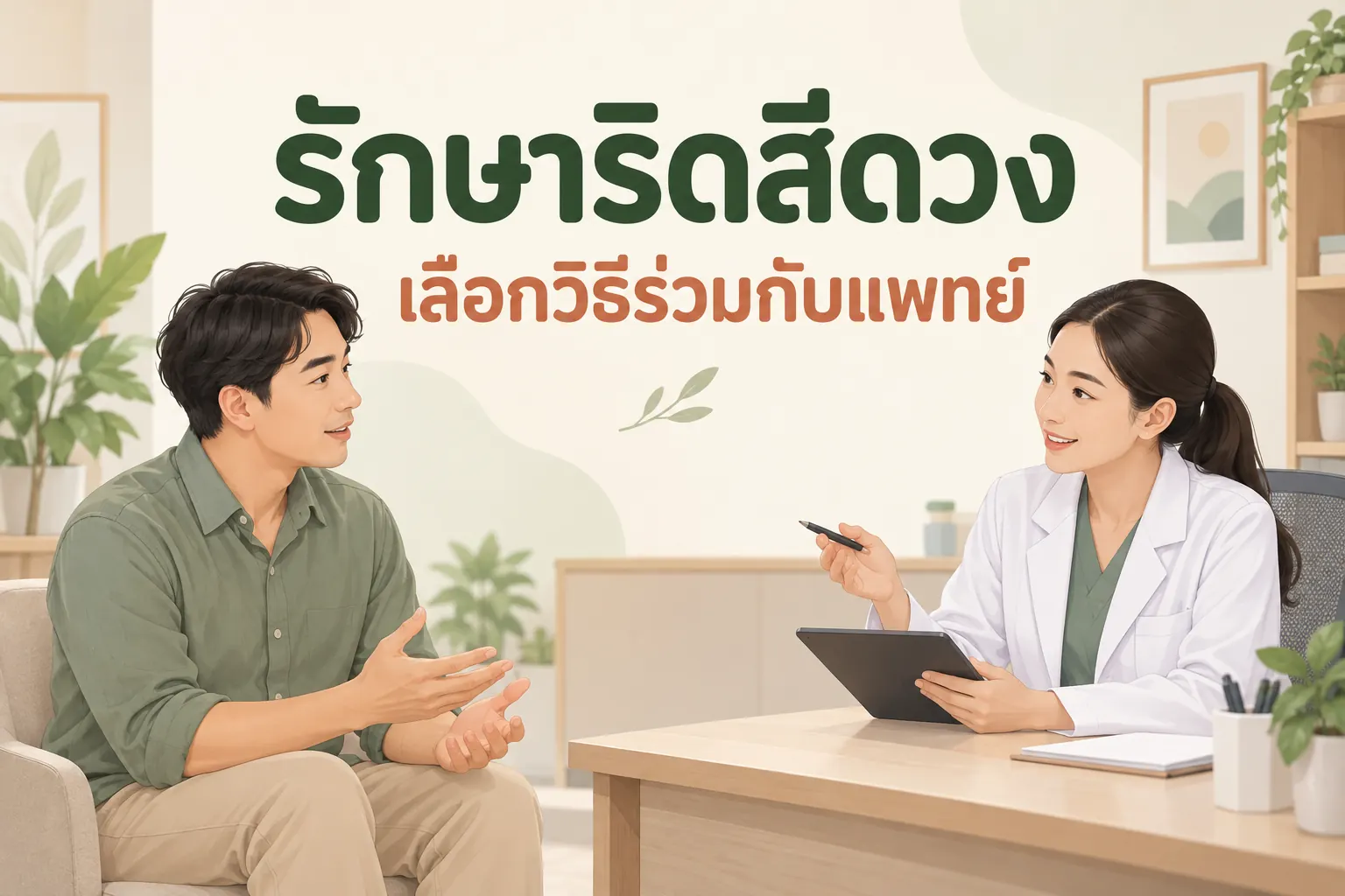 รักษาริดสีดวง: ภาพประกอบการคุยทางเลือกกับแพทย์ ไม่ใช่การรับรองวิธีรักษา
