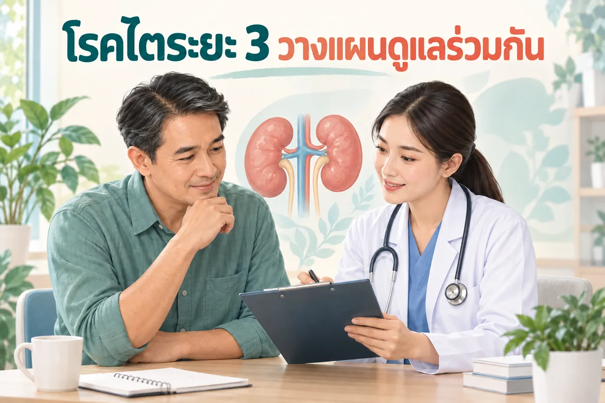 ภาพโรคไตระยะ 3 แสดงการวางแผนติดตามผลร่วมกับผู้รักษา